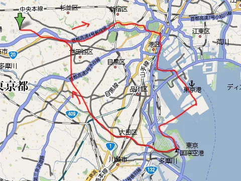 お台場→羽田空港のコース