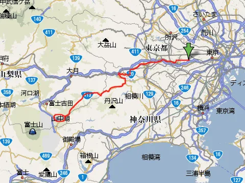 道志~山中湖ツーリングのコース