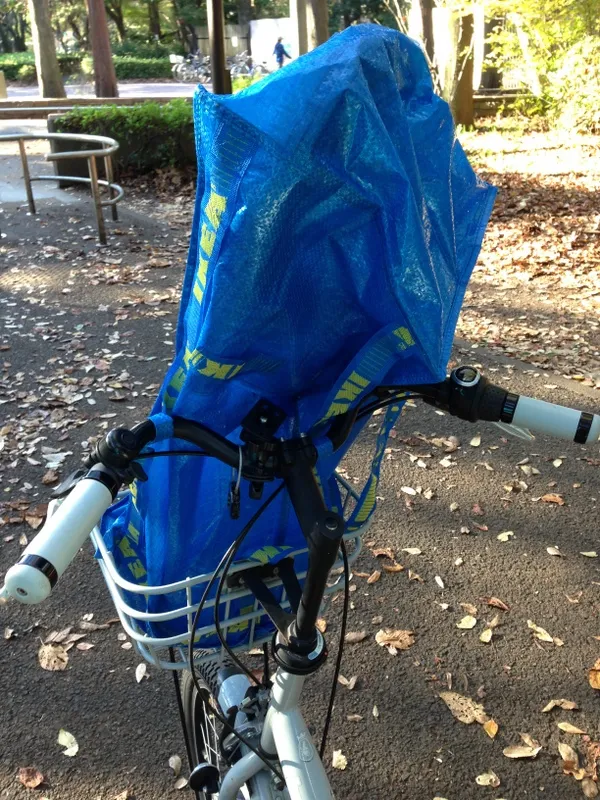 トロリー用バッグに入れられてBikkeで運ばれるストライダー