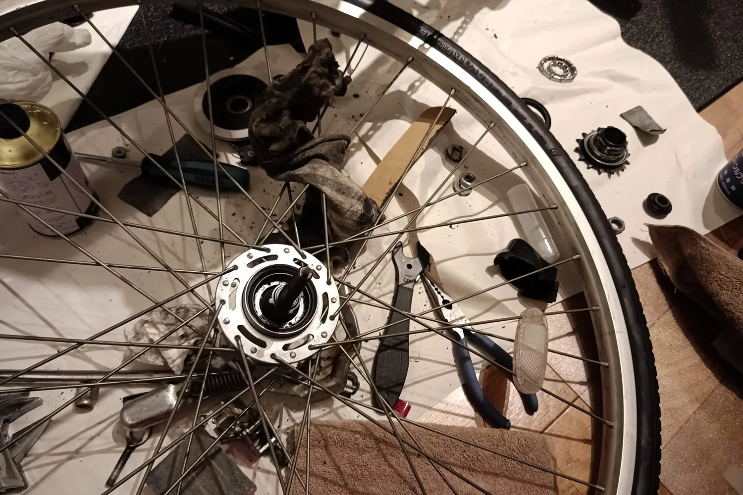 無印のママチャリの後輪を分解清掃