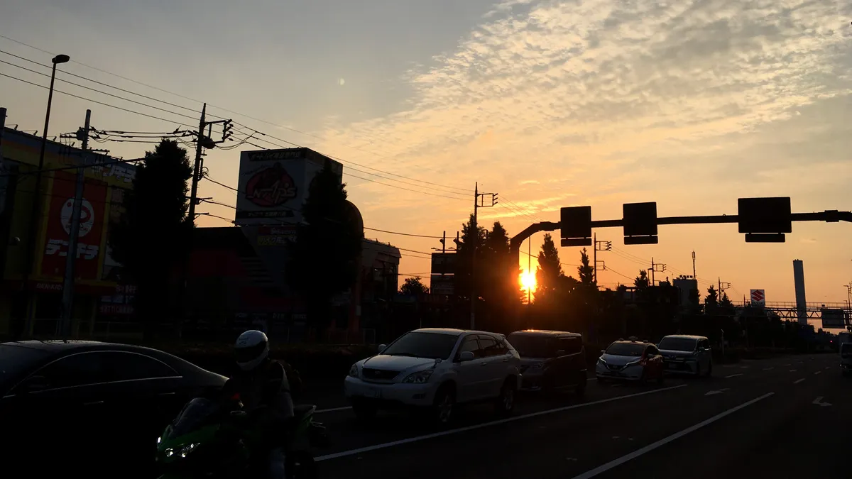 早朝の東八道路