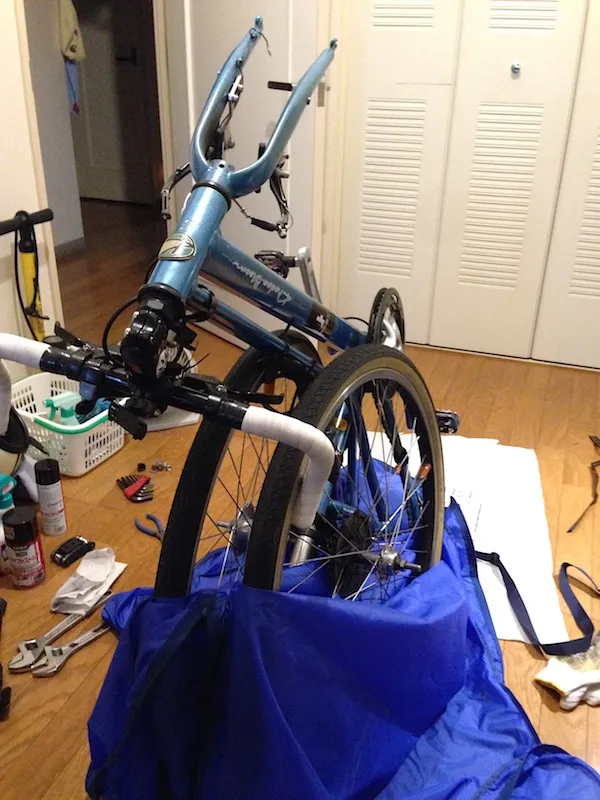 オーストリッチ ロード220で袋詰の練習中