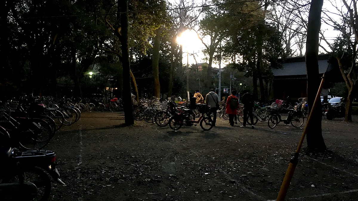 大晦日の深大寺駐輪場