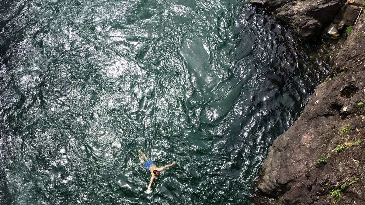 郡上八幡で飛び込みする人