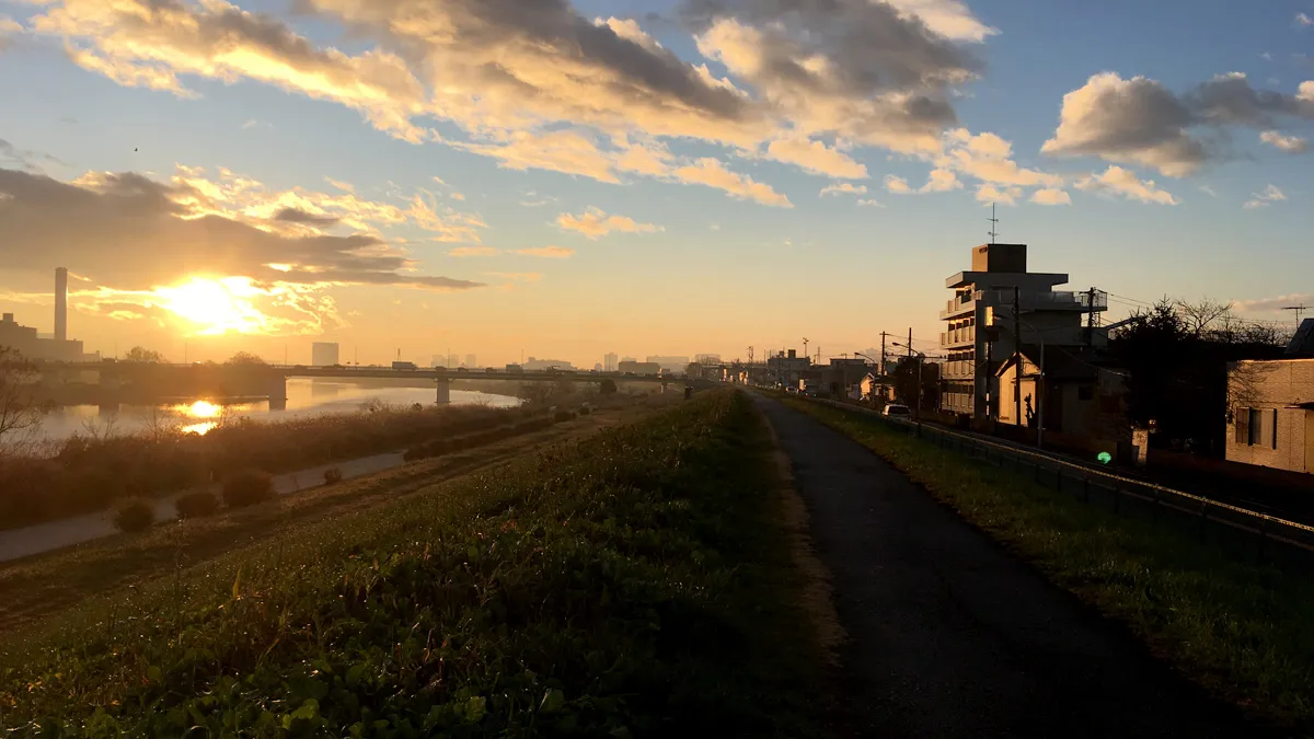 多摩サイクリングロード 二子新地の辺り