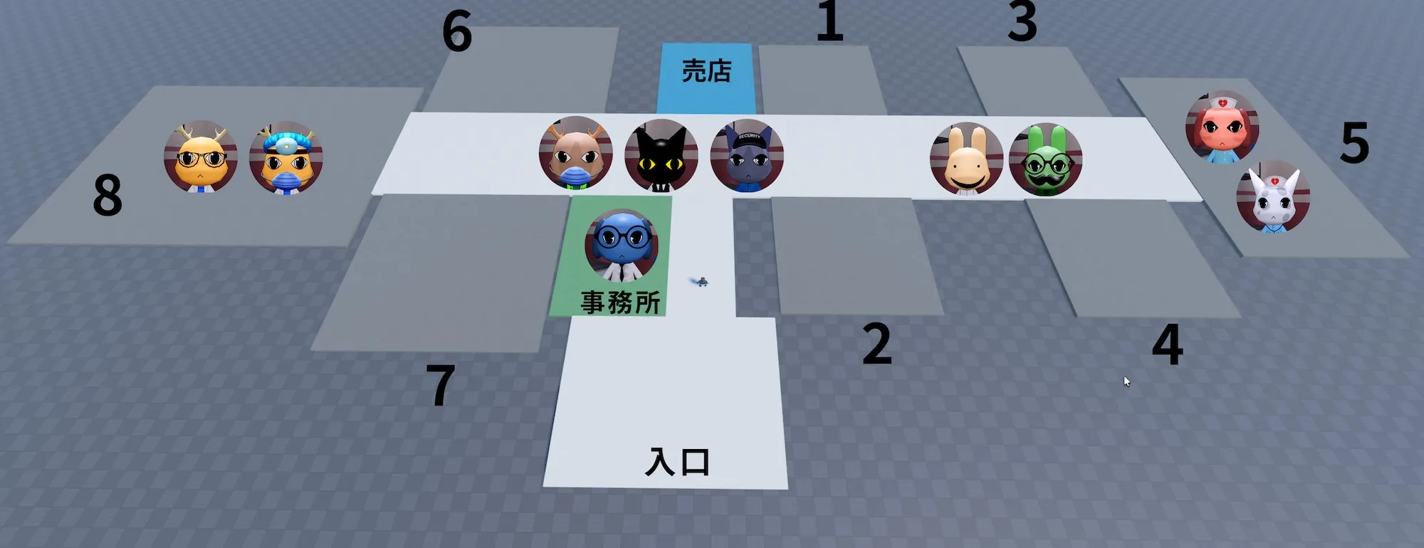 病院の部屋番号と役職配置を示したマップ図