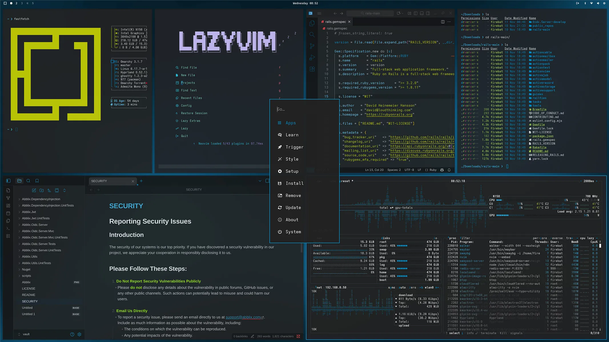 ボールドマーカーネオテーマを適用したOmarchyの画面