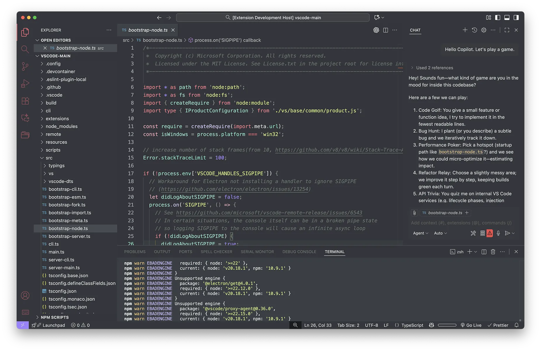 ワイドローラー惑テーマを適用したVSCodeダークモード