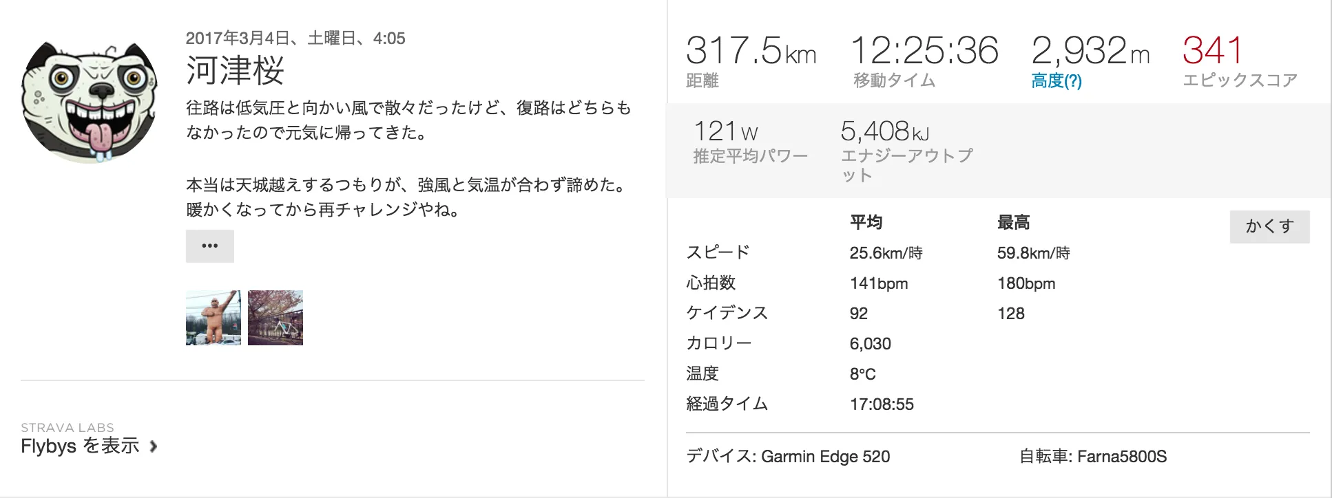 河津桜の走行ログ